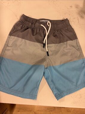 Boy’s Colorblock Swim Shorts - Light Blue & Gray
